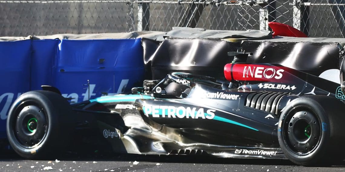 George Russell’s crash-filled season puts Mercedes on brink of F1 cost cap breach