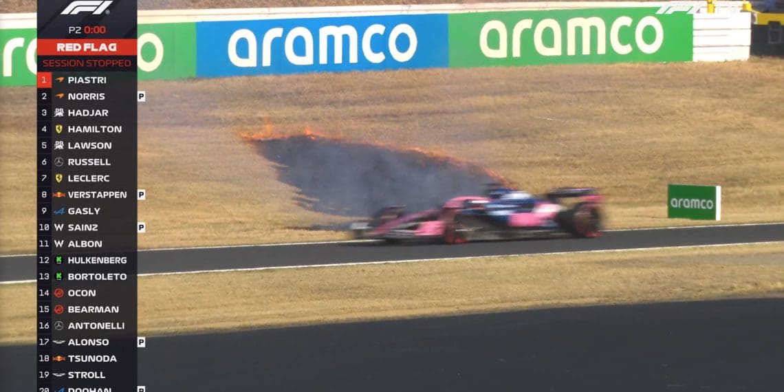 VIDEO – Piastri Triumphs Over Norris in Chaotic FP2 with Red Flags and Fire at Japanese GP