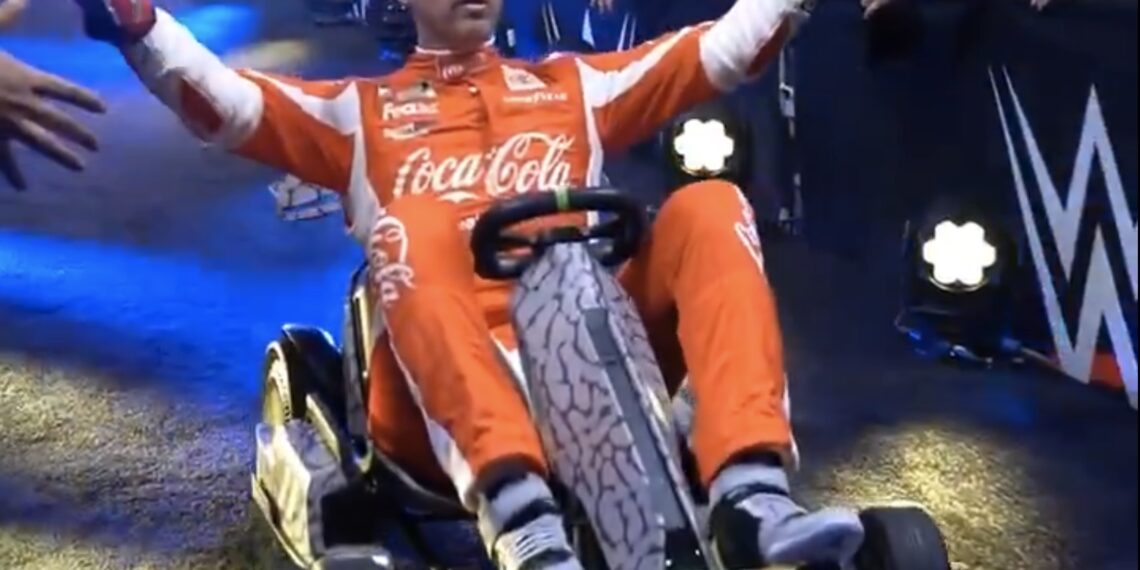 Denny Hamlin Arrives in NASCAR Suit and Go-Kart, Steals Spotlight at WWE Event