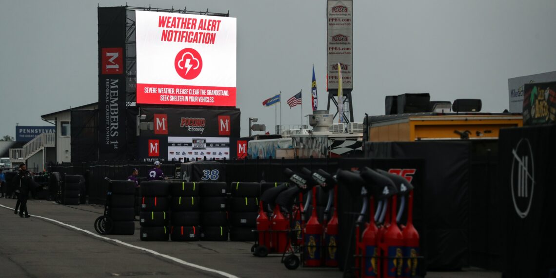 Denny Hamlin’s Pocono NASCAR Cup Race Delayed by Dramatic Lightning Storm