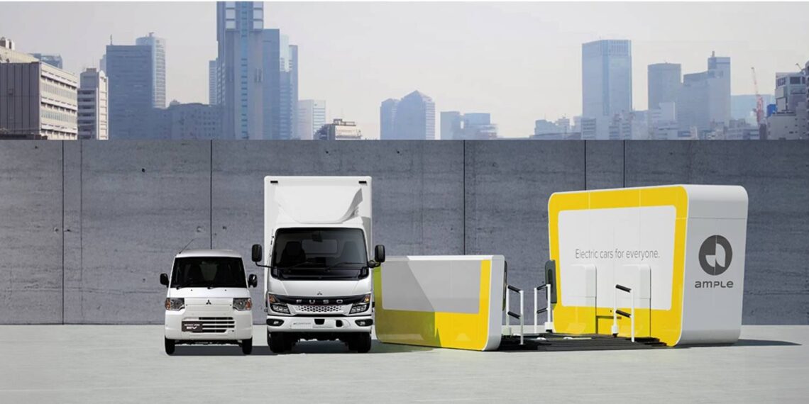 Mitsubishi aposta em estações de troca de baterias para veículos comercais