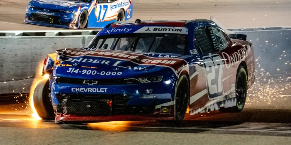 Jeb Burton’s Car Erupts in Flames After Terrifying Crash at Gateway Race!