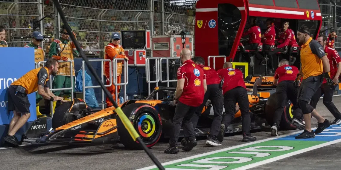 Ferrari Slammed with €10,000 Fine After Shocking Pit Lane Collision with Lando Norris!