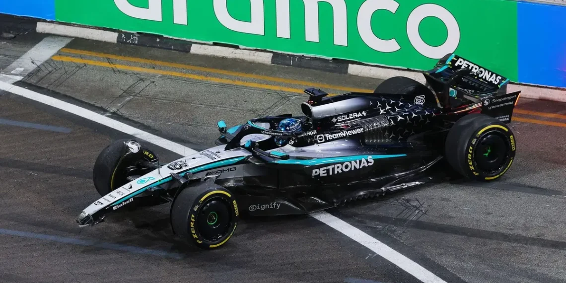 VIDEO- George Russell’s Singapore GP Dreams Crumble in Shocking Crash During Crucial Cooling Vest Test