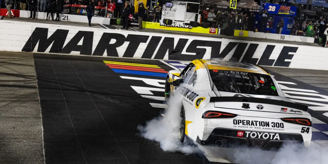 Taylor Gray Shatters Expectations with Thrilling Overtime Win at Martinsville for First NASCAR Xfinity Victory!