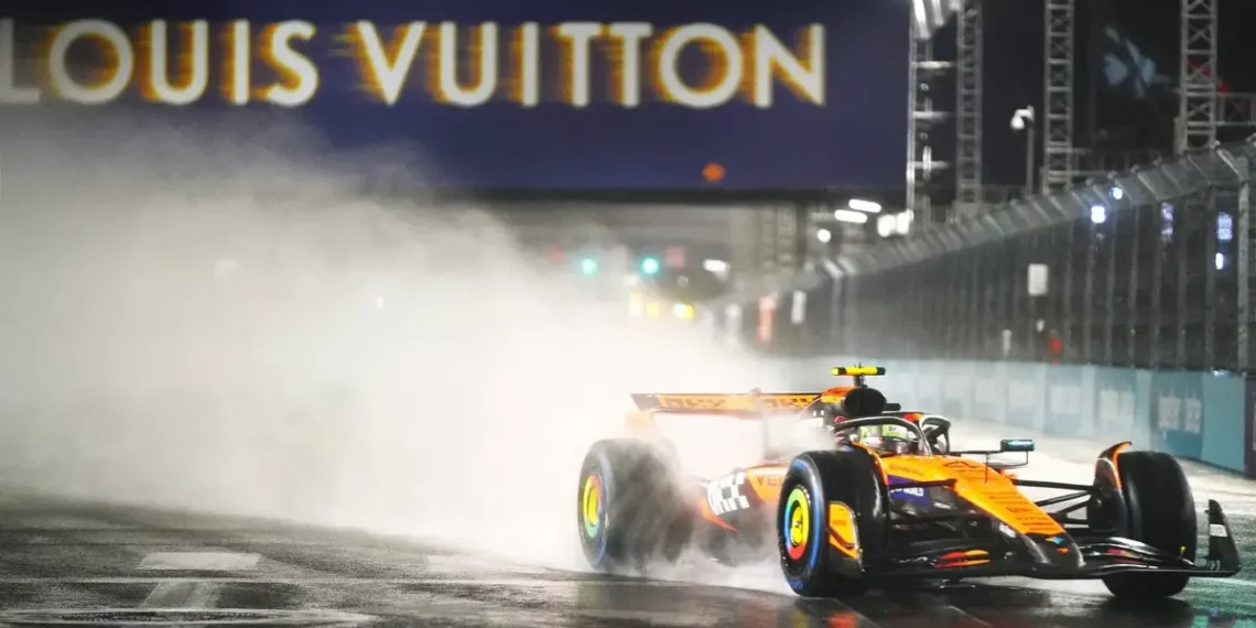 Lando Norris Triumphs in Rain-Drenched Las Vegas, While Lewis Hamilton Faces Historic Low