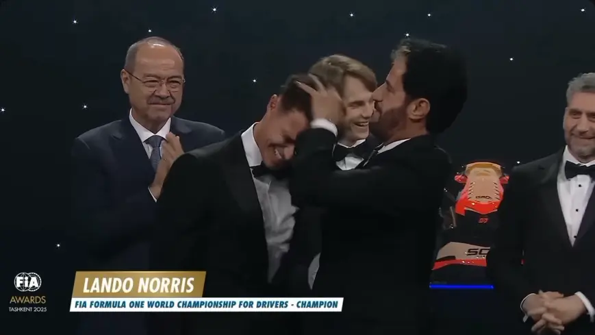 VIDEO – Lando Norris crowned F1 champion amid shocking hair tussle with FIA president sparks outrage