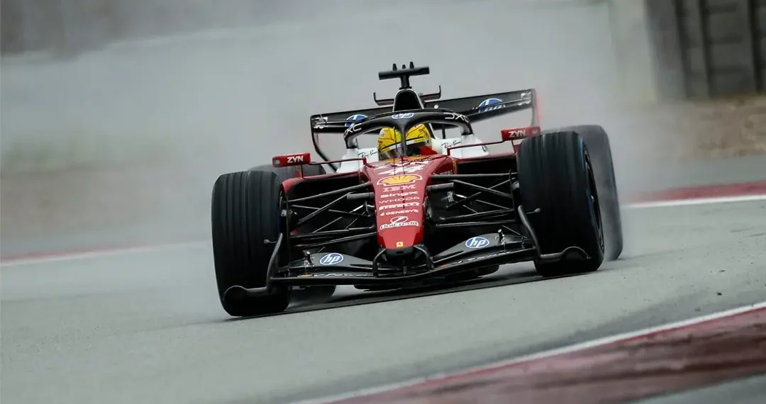 VIDEO – Ferrari tests groundbreaking wet-weather active aerodynamics during thrilling 2026 F1 Barcelona shakedown