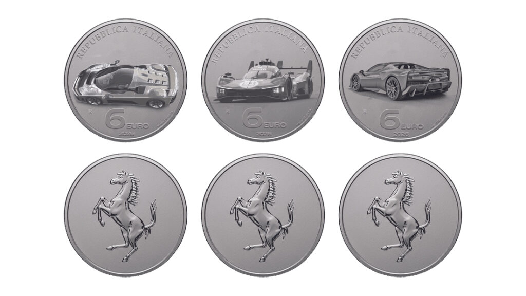 Casa da Moeda de Itália lança coleção com Ferrari híbridos com motor V6