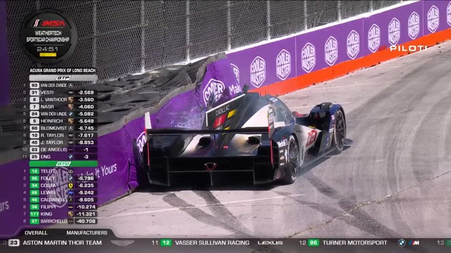 Acidente em Long Beach trava Filipe Albuquerque após corrida promissora no IMSA