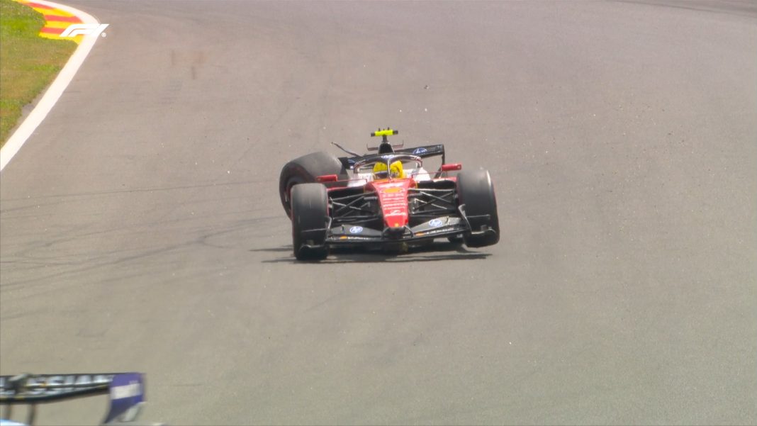 Lewis Hamilton sofre acidente no final e Kimi Antonelli é favorito à pole no GP da Bélgica (VIDEO)