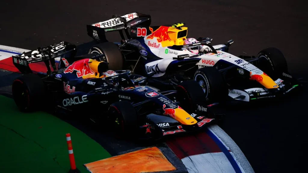 Verstappen e Lawson colidem no México e causam bandeira vermelha