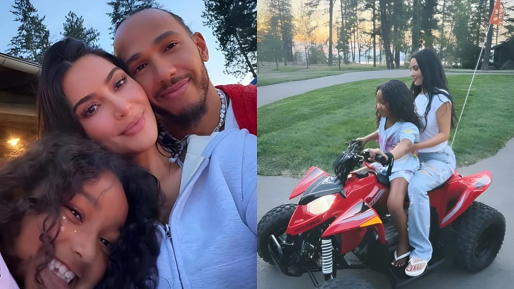 Kim kardashian e Lewis Hamilton celebram verão juntos no lago