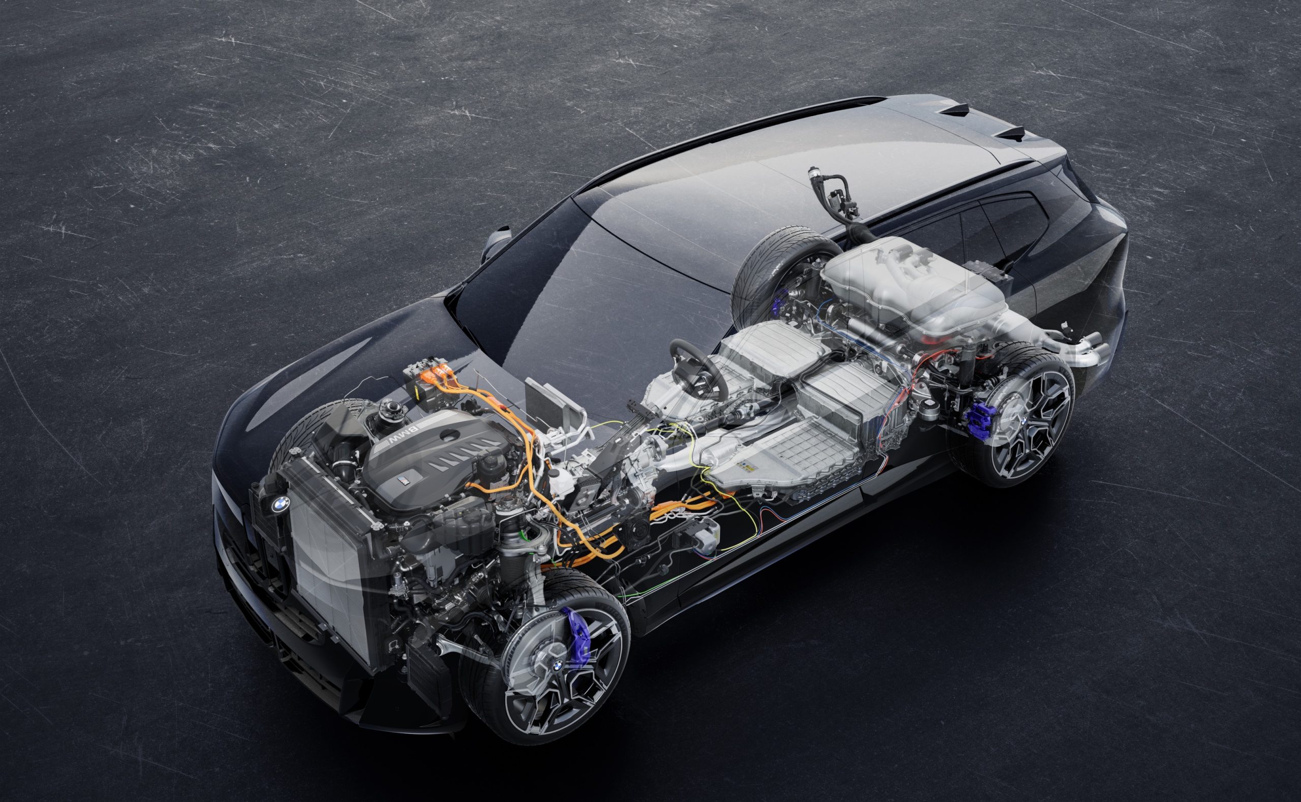 BMW X5 M60e xDrive de 2026, fotografia oficial do conjunto motriz.
