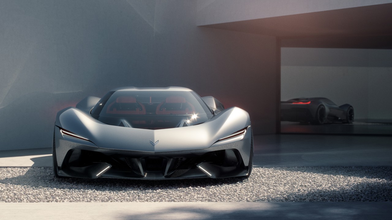 O Chevrolet Corvette CX Concept, estudo elétrico apresentado em 2025, não é o Corvette elétrico anunciado para produção.