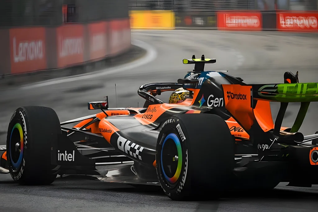 Lando Norris perde dois a três lugares por problema na reta