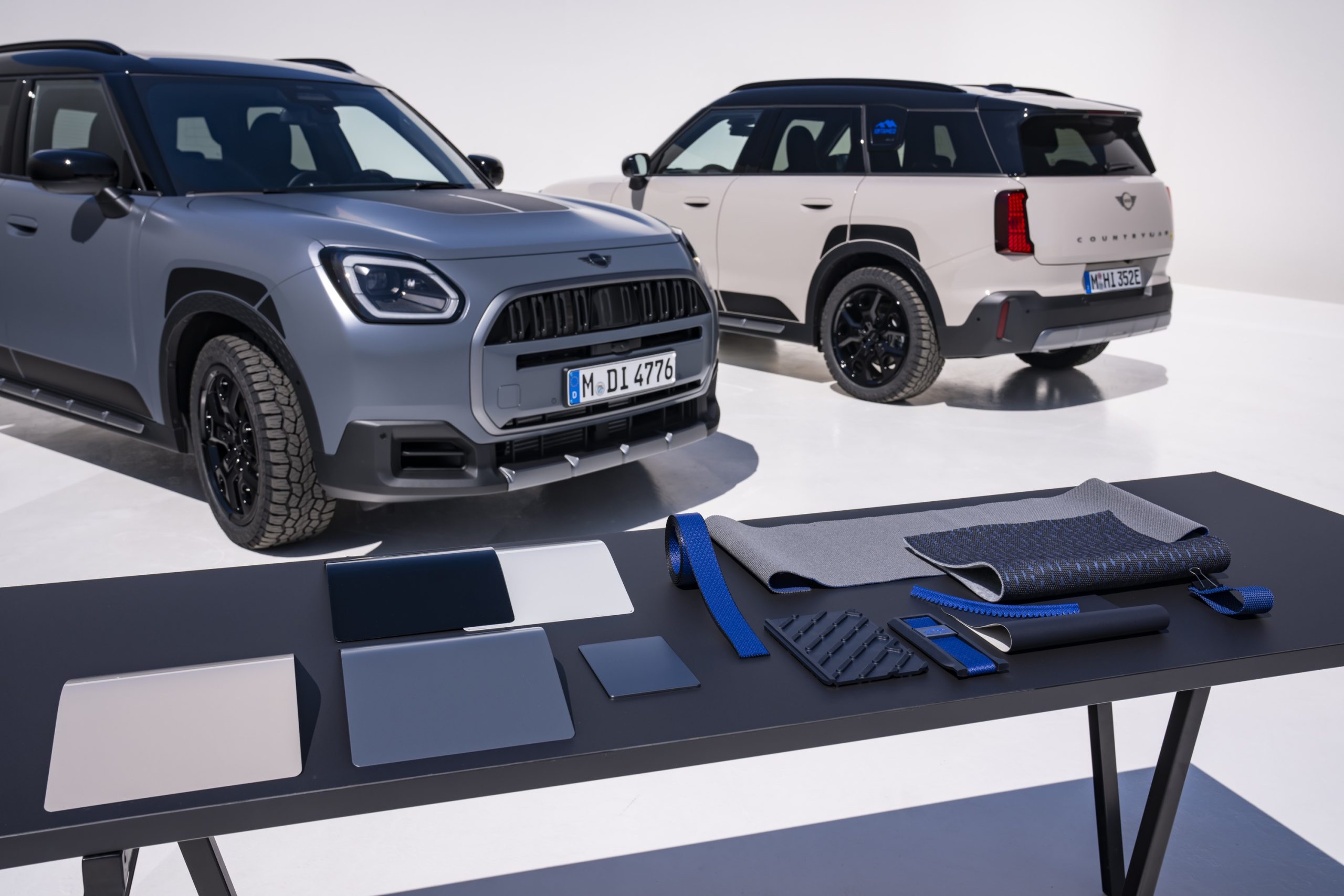 Mini Countryman Untamed Edition, fotografia oficial da série Colour & Trim, dedicada às cores e aos materiais da edição. Pormenor não descrito pela fonte.