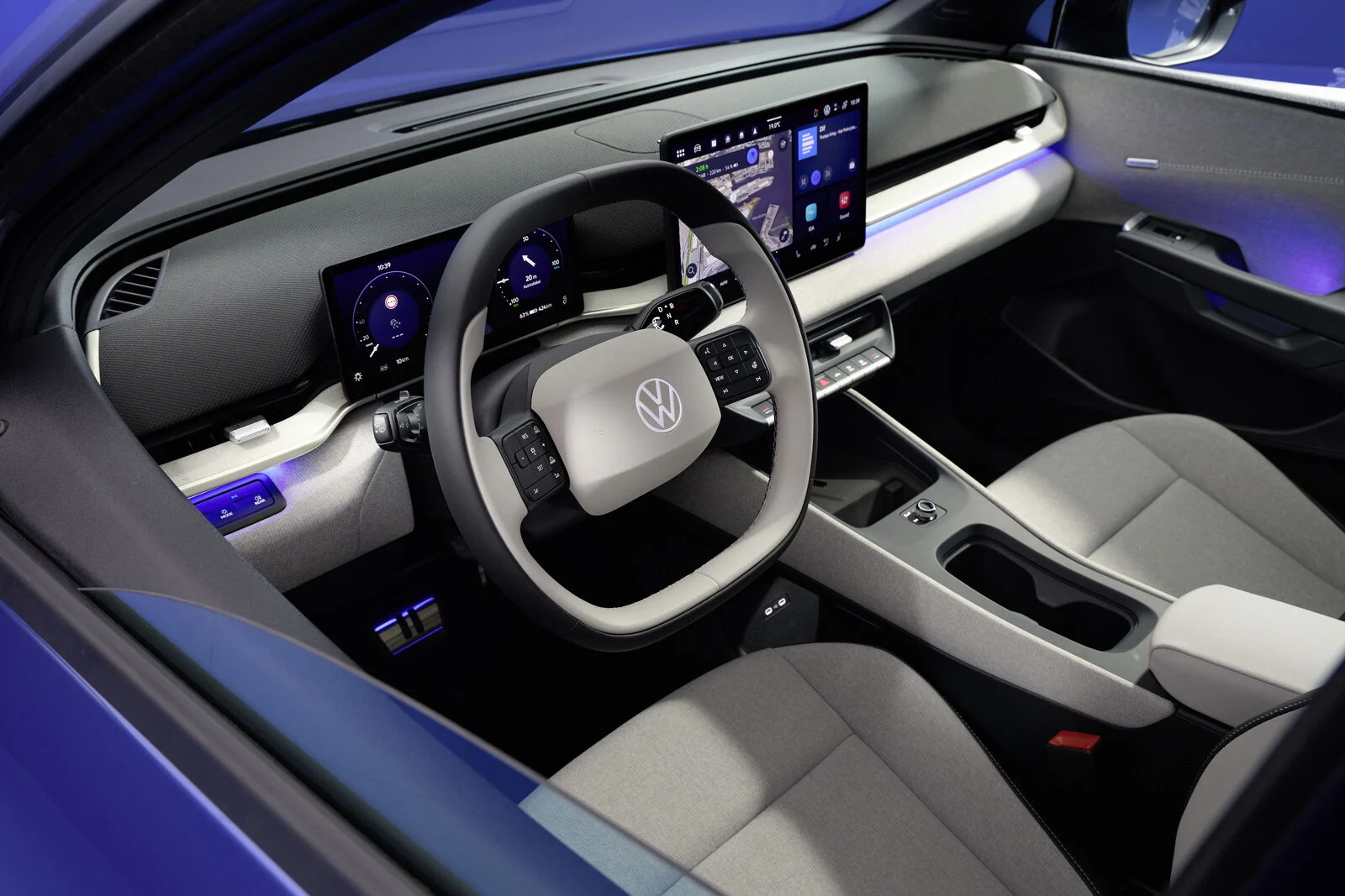 O interior do Volkswagen ID. Polo de 155 kW, numa fotografia oficial.