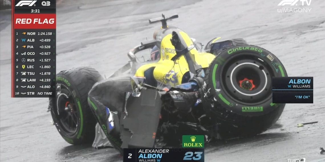 Video: The nasty crash that knocks Alex Albon out of the São Paulo GP