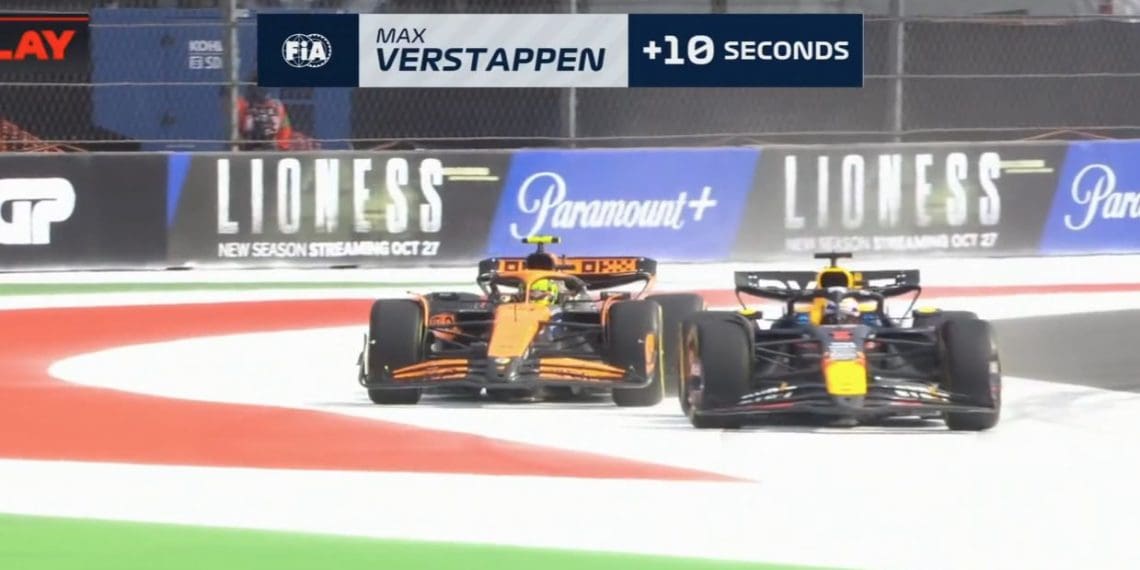 Verstappen Slammed with 10-Second Penalty After Intense Lap 10 Duel with Norris