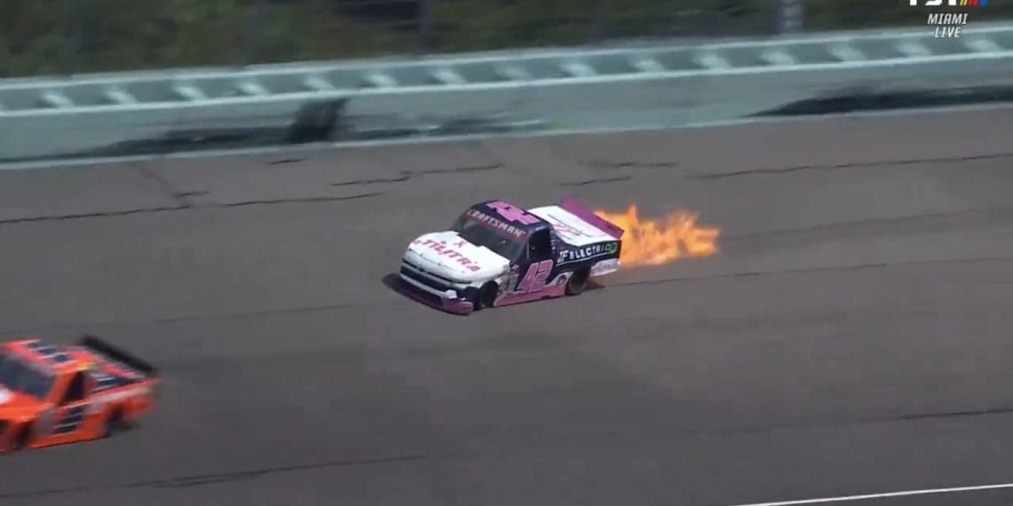 (Video) Truck Series Rivalry Explodes: Matt Mills Hospitalized After Fiery Miami Clash with Conner Jones