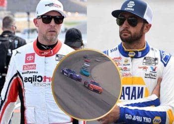 Vídeo: Denny Hamlin lamenta perder corrida no Texas para Chase Elliott após rodar em uma batalha tardia.