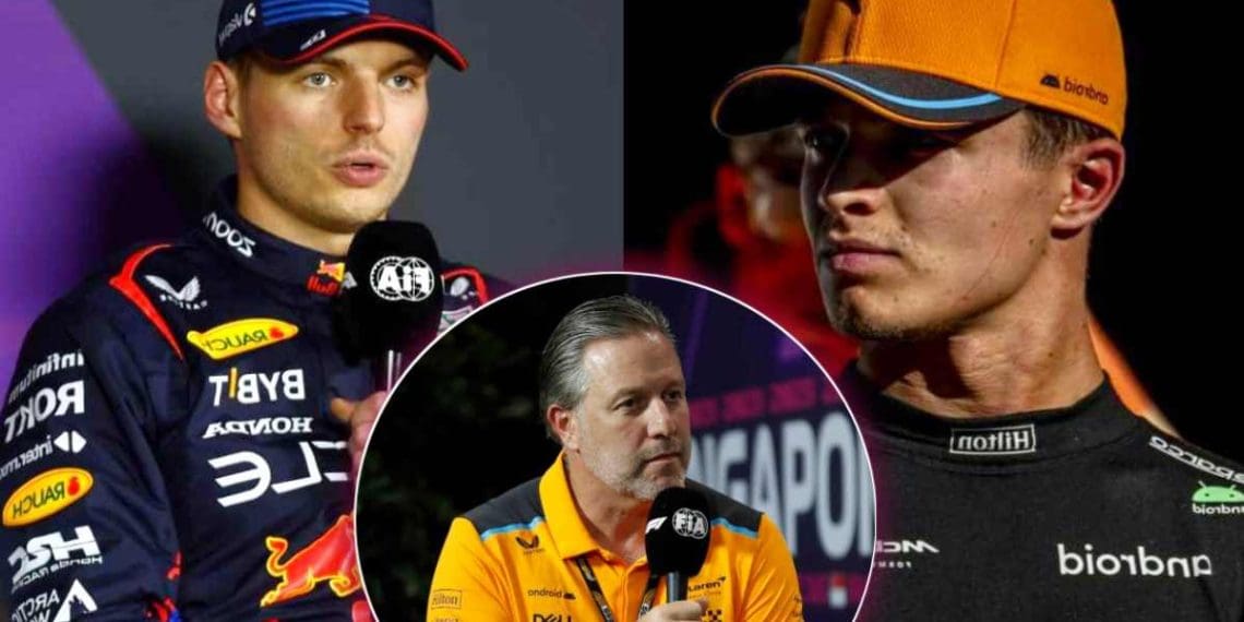 Zak Brown alerta para possível desastre se Max Verstappen e Lando Norris se enfrentarem em uma corrida.