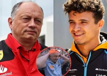 Vídeo: Líder da Ferrari, Fred Vasseur, usa boné da McLaren para homenagear vitória de Lando Norris no Grande Prêmio de Miami.