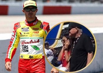 Kyle Larson imita barulho de carro para surpreender sua mãe na vitória em Sonoma.