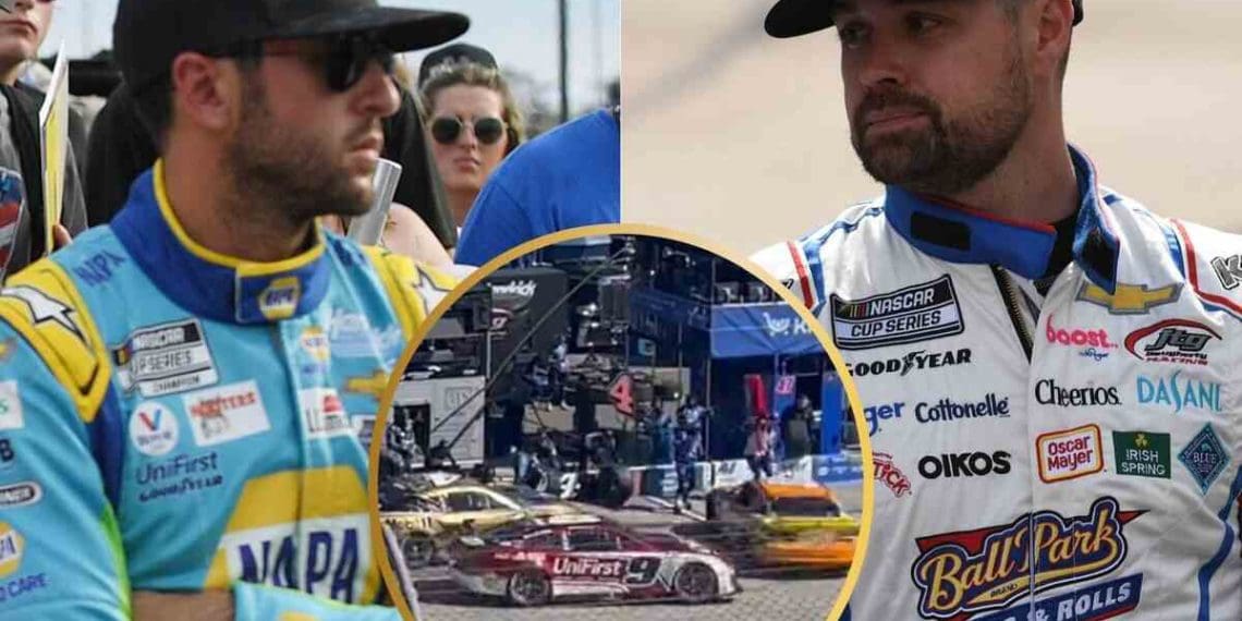 VÍDEO: Chase Elliott faz Ricky Stenhouse Jr. rodar na área de boxes em Martinsville, colocando a equipe do No. 47 em perigo.