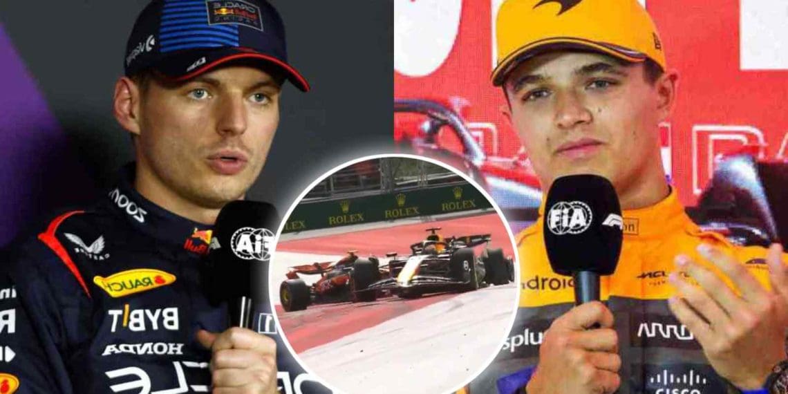 Max Verstappen nega culpa por colisão com Lando Norris no Grande Prêmio da Áustria, classifica como evento “lamentável”.