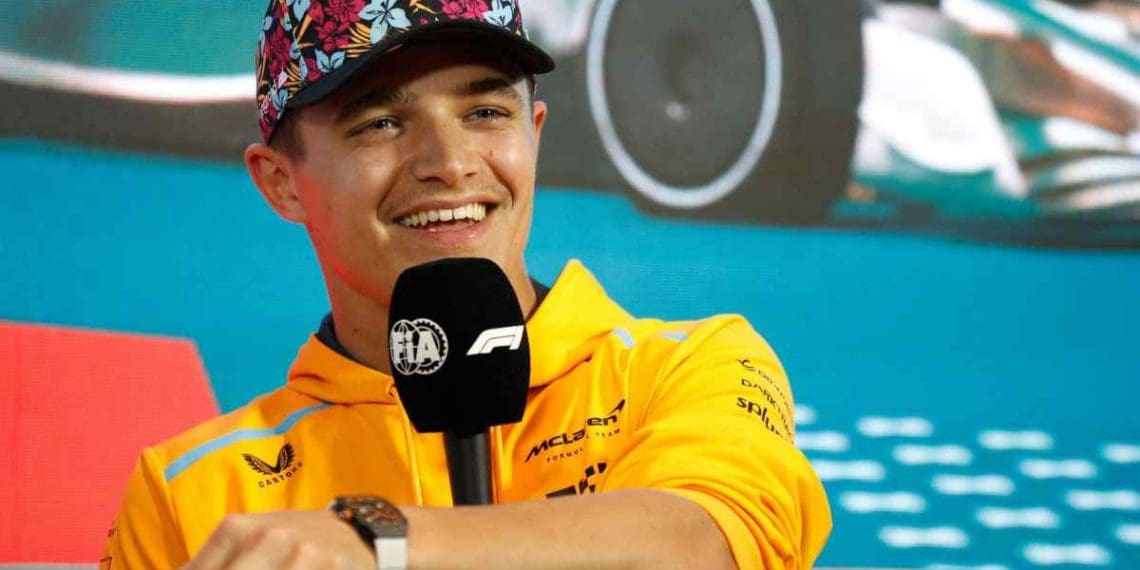 Lando Norris compartilha sua aposta em vencer a Ferrari no Grande Prêmio da China.