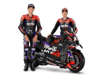 Aprilia unveils new look for 2024 MotoGP season ahead of Qatar test.
