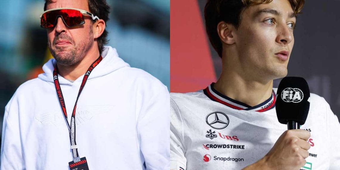 Fernando Alonso expressa arrependimento por “penalidade de 20 segundos” por movimento arriscado resultando em colisão com George Russell.