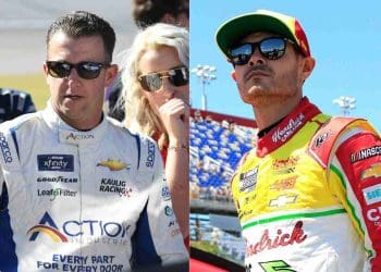 Furioso AJ Allmendinger ataca Kyle Larson no Toyota Save Mart 350.