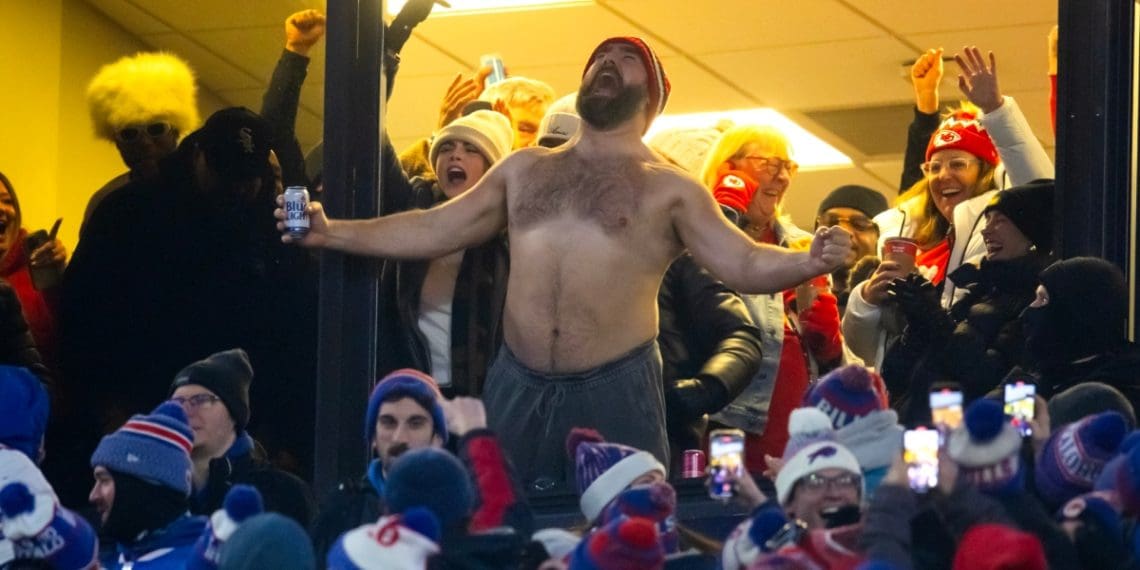 SHIRTLESS KELCE MAKES BANK FOR CHARITY