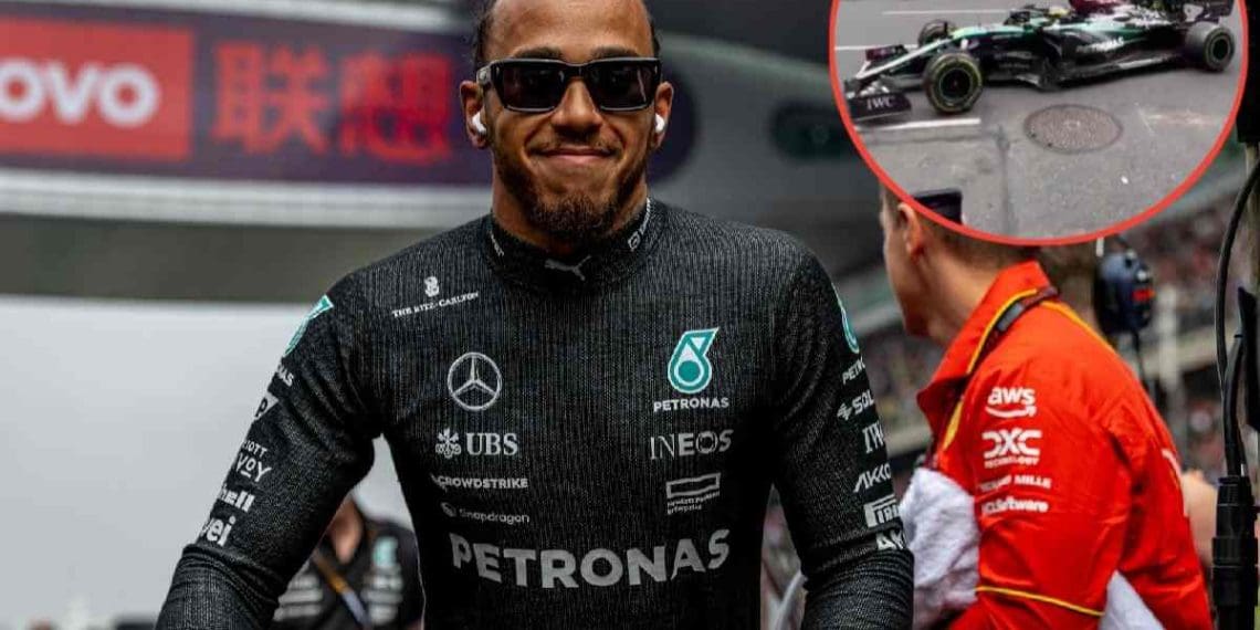 Lewis Hamilton brilha para os fãs com derrapagens no Mercedes W12 perto do Empire State Building em Nova York.