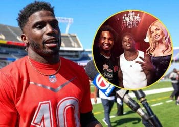 Ivanka Trump vista em traje de cetim estiloso com jogadores dos Dolphins Tyreek Hill e Jaylen Waddle antes do Grande Prêmio de Miami.