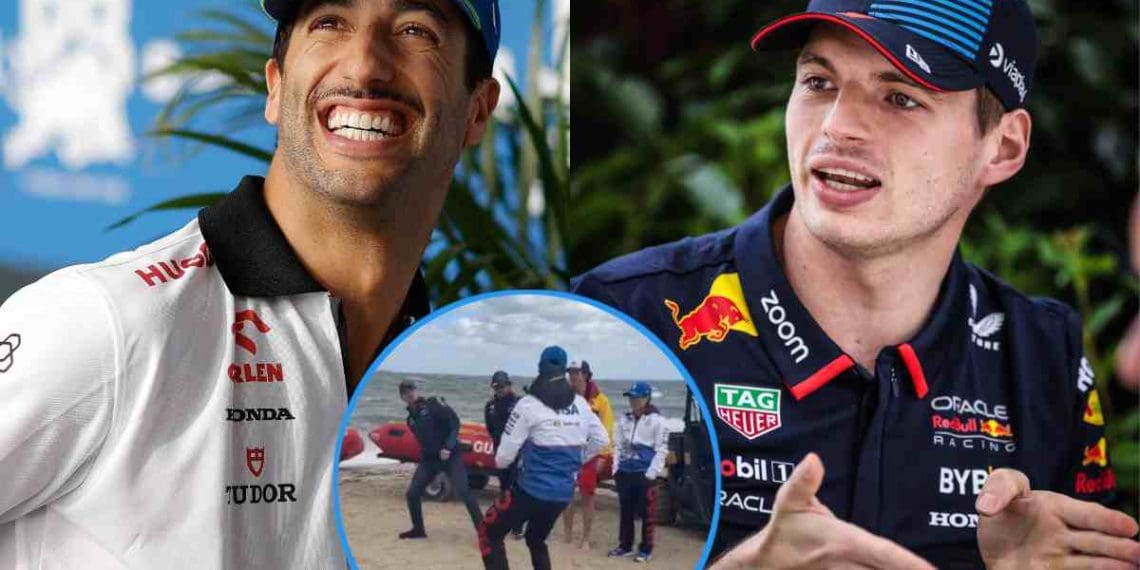 VÍDEO: Daniel Ricciardo e Max Verstappen fazem uma partida de padel fictícia de forma divertida em uma praia de areia na Austrália