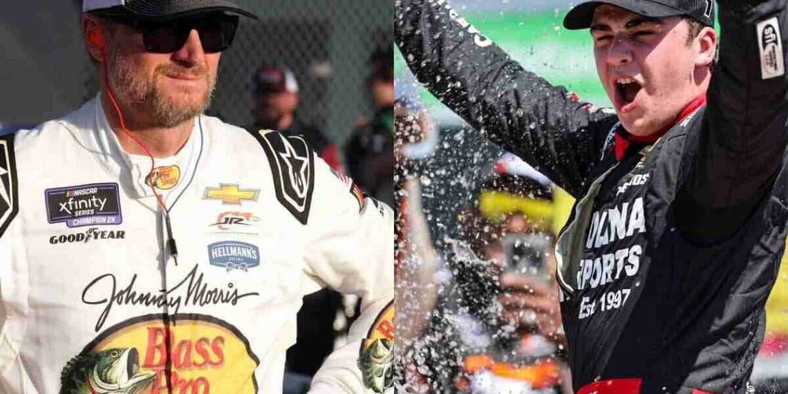 “Dale Earnhardt Jr. aplaude vitória emocionante de Sam Mayer por 0.002s na corrida Xfinity do Texas.”