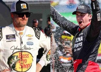 “Dale Earnhardt Jr. aplaude vitória emocionante de Sam Mayer por 0.002s na corrida Xfinity do Texas.”