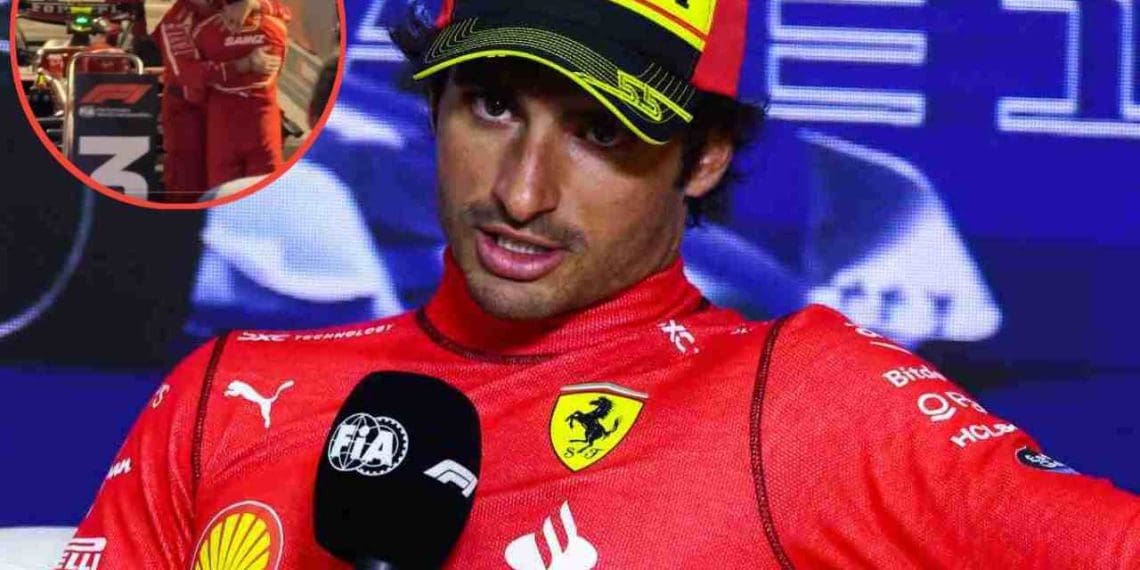 Fãs criticam Ferrari por celebrar pódio de Carlos Sainz no X após ignorá-lo após GP do Bahrein.