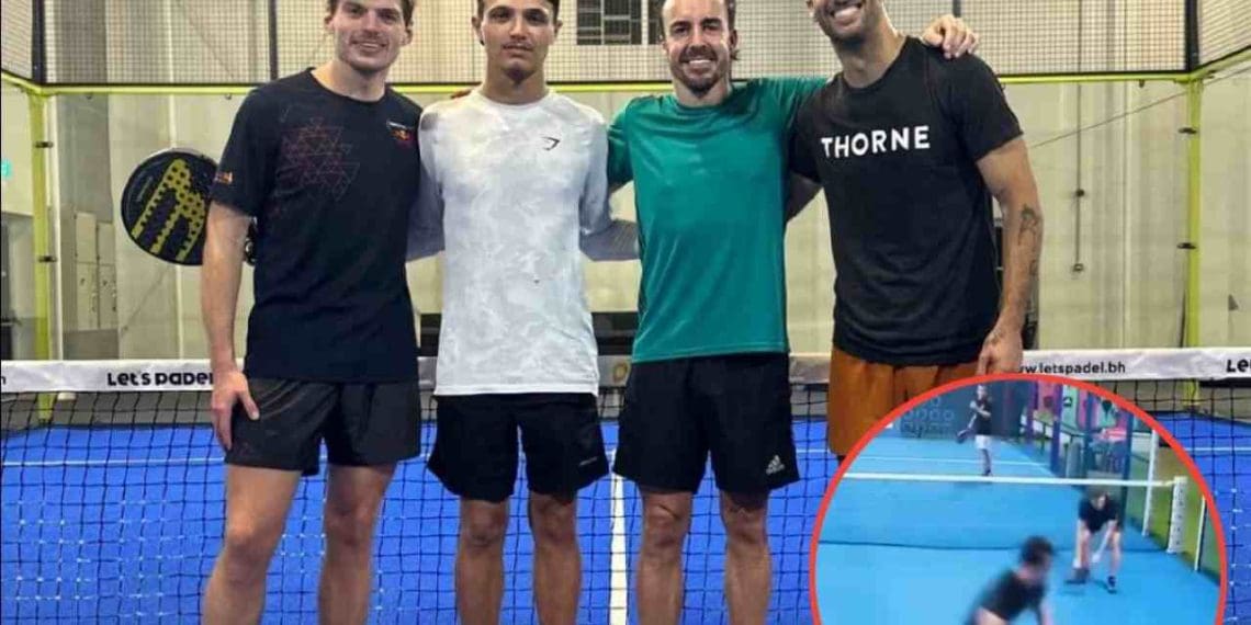 VÍDEO: Max Verstappen e Charles Leclerc enfrentam desafios em uma divertida partida de padel com Lando Norris e Fernando Alonso.