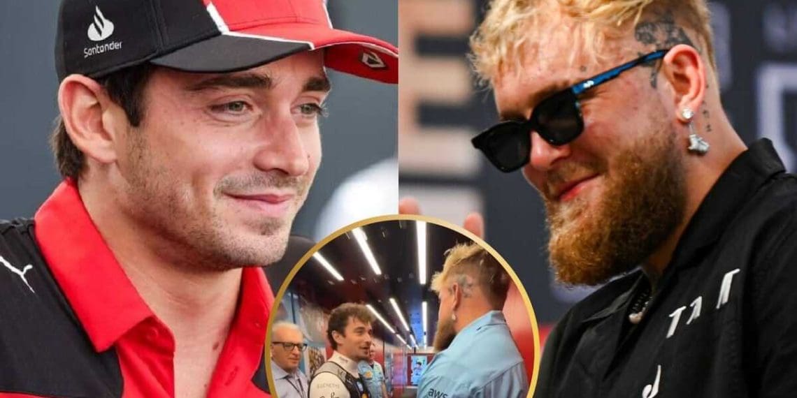 Confira: «Assisti um vídeo seu» – Charles Leclerc encontra a personalidade do YouTube Jake Paul, que está se preparando para enfrentar Mike Tyson.