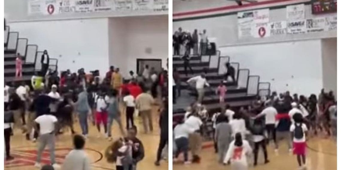 WILD BRAWL! Punches Thrown, Pepper Spray Used After High School Basketball Game!
