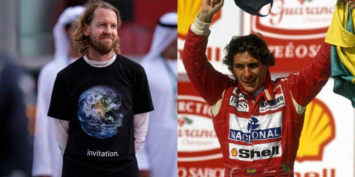 Sebastian Vettel pronto para correr no Grande Prêmio da Itália no icônico McLaren MP4/8 de Aryton Senna.