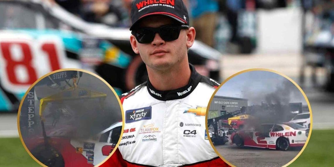 VÍDEO: Veículo de Jesse Love pega fogo enquanto é rebocado em Iowa.