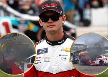 VÍDEO: Veículo de Jesse Love pega fogo enquanto é rebocado em Iowa.