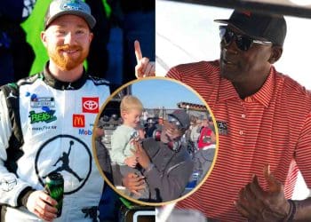 Vídeo: Michael Jordan tem interação emocionante com filho de Tyler Reddick no círculo de vencedores de Talladega.