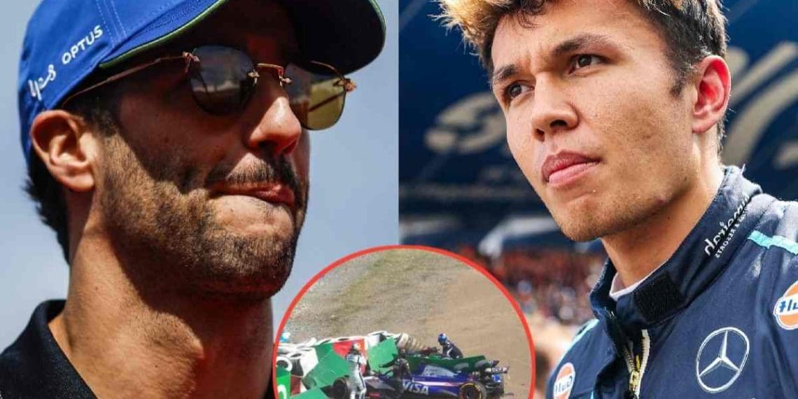 VÍDEO: Daniel Ricciardo e Alex Albon batem nas barreiras na Curva 2 do Grande Prêmio do Japão.